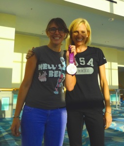 Me with Dotsie Bausch and her Olympic medal at the First National Women's Bike Summit, Long Beach, CA. 